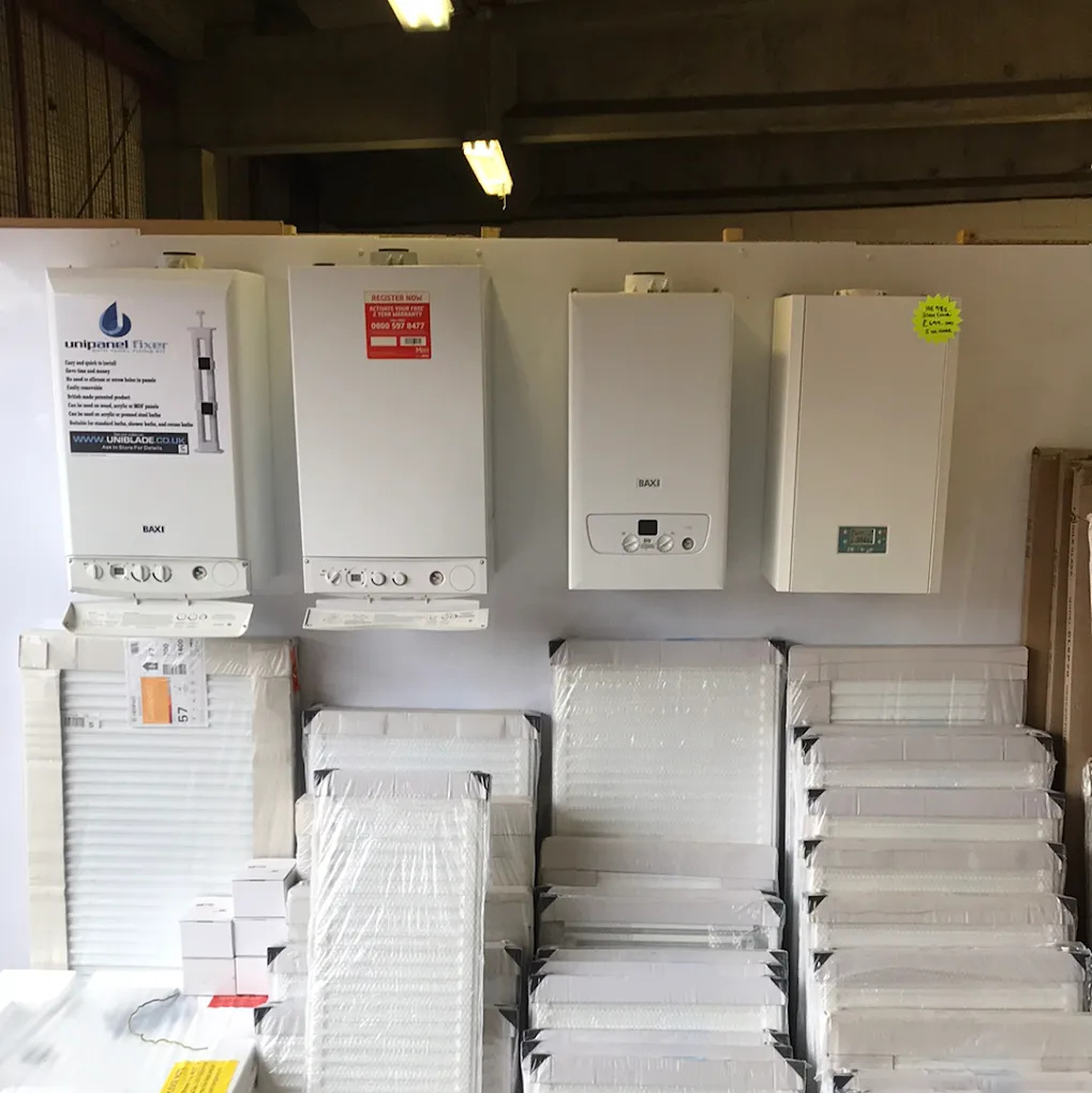 Boilers and radiators on display at the BBS Ltd trade counter